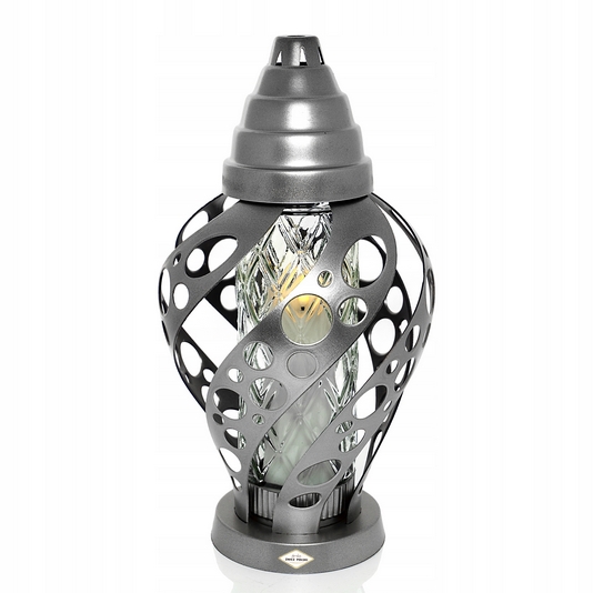 Dizajnová Hrobová Lampa AŽUR Srdce vo striebornej Farbe